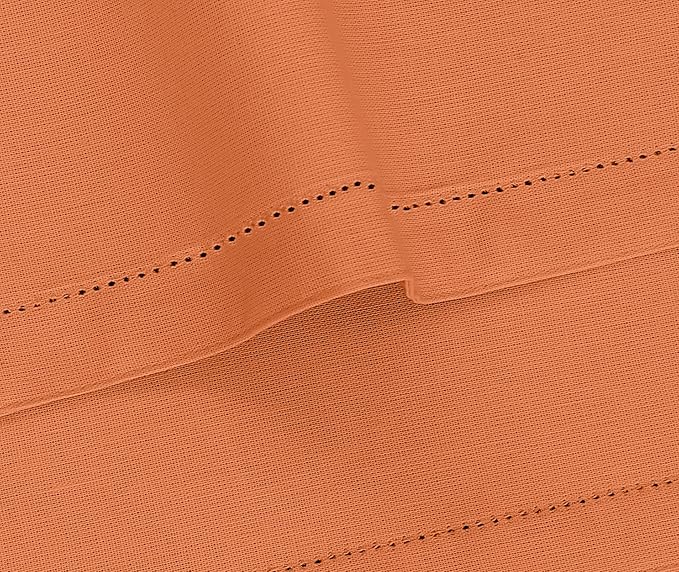 Ruvanti Linen Placemats Set of 6-13x19 Inch, Classic Hemstitch, Heat Resistant Machine Washable Place Mats, Soft & Elegant- Perfect for Christmas, Thanksgiving, Easter, Weddings, Dinner - Orange