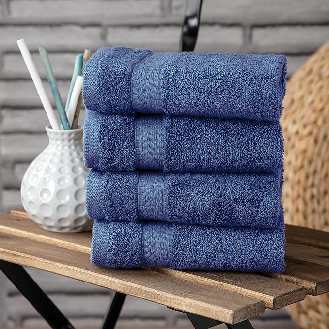 TEXTILOM Bath Towel Set – Hotel and Spa Quality & Soft & Absorbent & Quick Dry Bath Towels for Bathroom – 100% Turkish Cotton Bathroom Towels Set of 4 (27 x 54 inches)- Navy