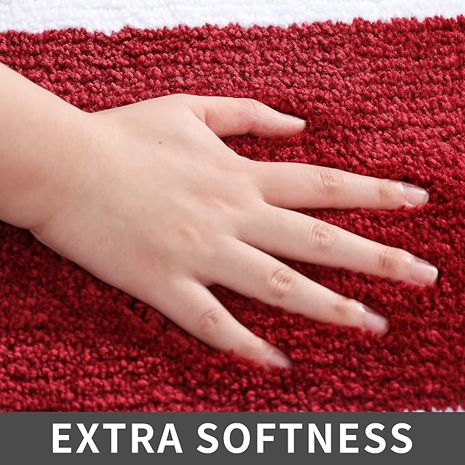 COSY HOMEER Extra Thick Bath Linen Sets Rugs - Anti-Slip Bath Mats Soft Plush 100% Strong Polyester Living Room Bathroom Water Absorbent(Red,17x27 - Inches)
