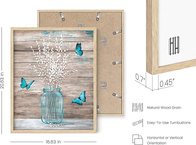 HAUS AND HUES Flower Wall Decor - Set of 4 Floral Wall Art, Floral Wall Decor, Flower Wall Art, Flower Painting with Frame, Floral Pictures Wall Decor, Flower Pictures Wall Decor (Beige Frame, 16x20)