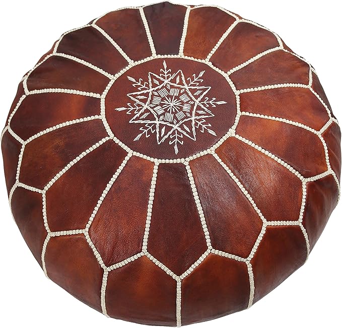 MARRAKESH STYLE Amazing & Beautiful, Original poufs Moroccan Leather Pouf, Natural Leather poufs, Home Gifts, Wedding Gifts, Unstuffed (Dark Brown)