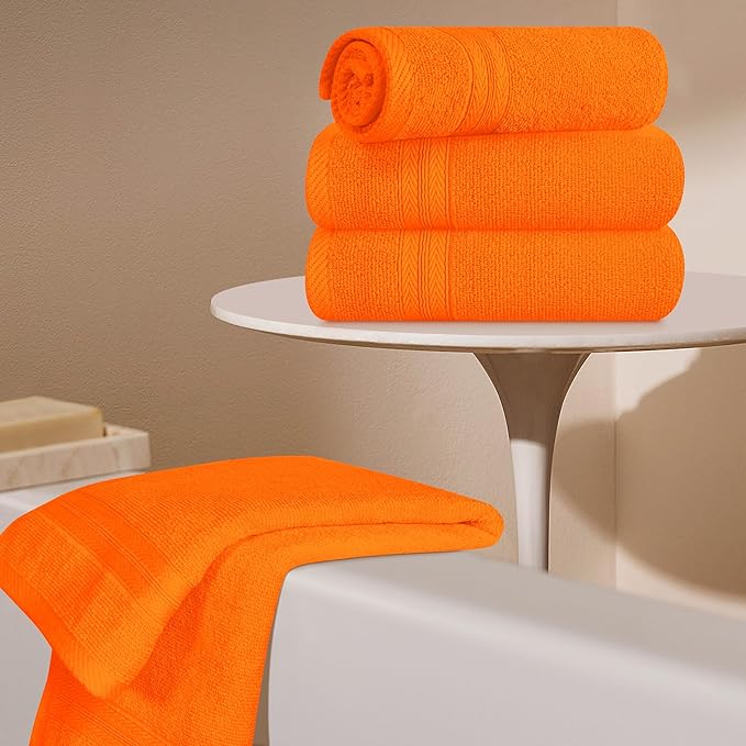BOUTIQUO Ultra Soft 6-Piece Hand Towel Set 16x28-100% Ringspun Cotton - Durable & Highly Absorbent Hand Towels - Ideal for use in Bathroom, Kitchen, Gym, Spa & General Cleaning - Orange