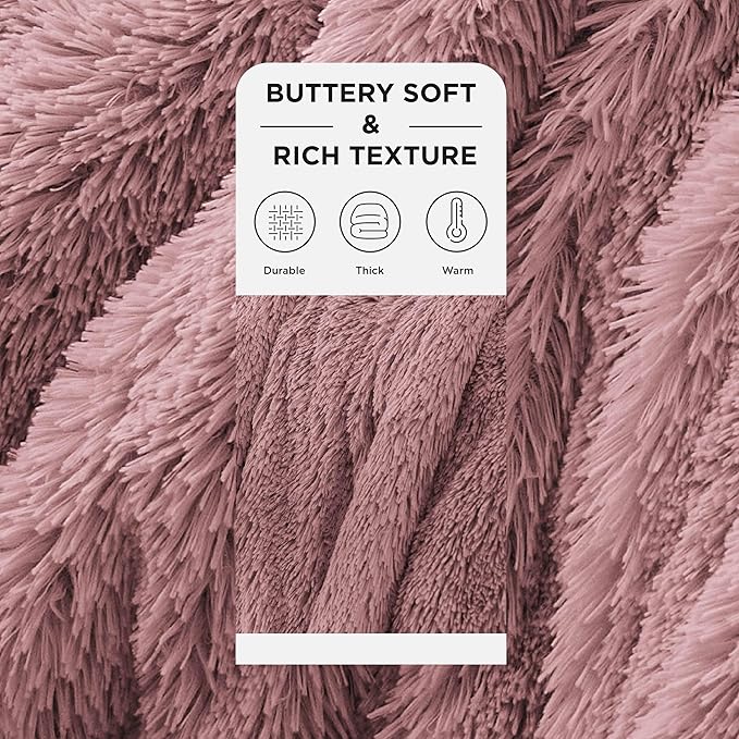 Bedsure Fluffy Dusty Pink Throw Blanket Gifts for Women, Girls, Soft Fleece Cozy Fuzzy Sherpa Plush Warm Minky Thick Faux Fur Throws for Couch, Dark Pink Decor House Blanket Gifts for Her, 50x60