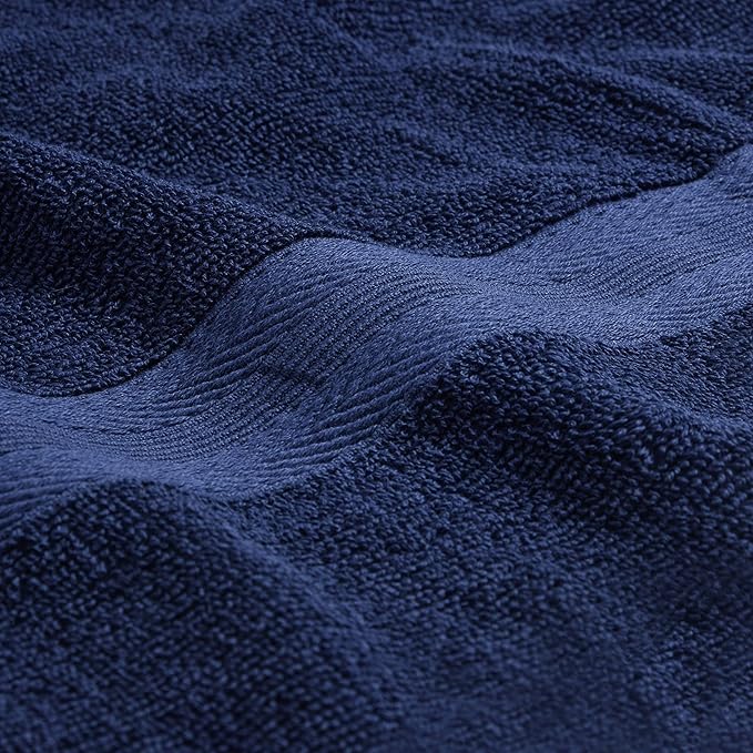 BOUTIQUO Premium Cotton 4 Pack Bath Towel Set - 100% Pure Cotton - 4 Bath Towels 27x54 - Ideal for Everyday use - Ultra Soft & Highly Absorbent - Navy Blue