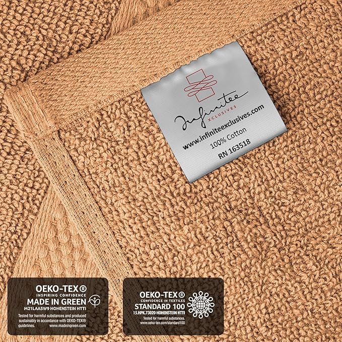 Infinitee Xclusives Luxury 100% Ring-Spun Cotton Hand Towels for Bathroom Set of 6 (16x28 inches) - Soft, Absorbent & Quick-Drying Bath Towels for Bathroom, Gym, Spa & Hotel Use (Cosmic Sand)