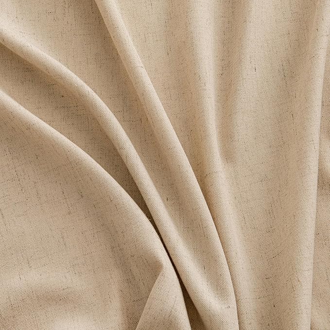 MIULEE Non-See-Through Privacy Linen Curtains 2 Panels, Light Filtering Window Curtains Farnhouse Textured Back Tab Semi Sheer Drapes for Bedroom Living Room, 52 x 72 Inches Long, Light Brown
