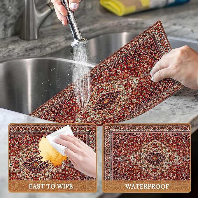Boho Vintage Ethnic Placemats Set of 6 Washable Table Mats for Kitchen Dining Table,Heat-Resistant Place Mats for Indoor Outdoor Party Holiday Decoration