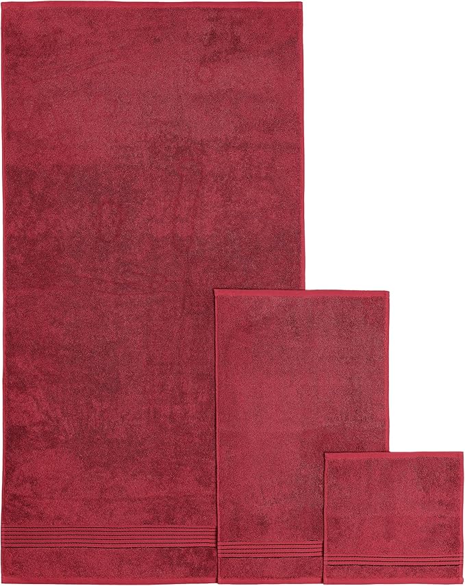 Elegant Comfort Premium Cotton 6-Piece Towel Set, Includes 2 Washcloths, 2 Hand Towels and 2 Bath Towels, 100% Turkish Cotton - Highly Absorbent and Super Soft Towels for Bathroom, Burgundy
