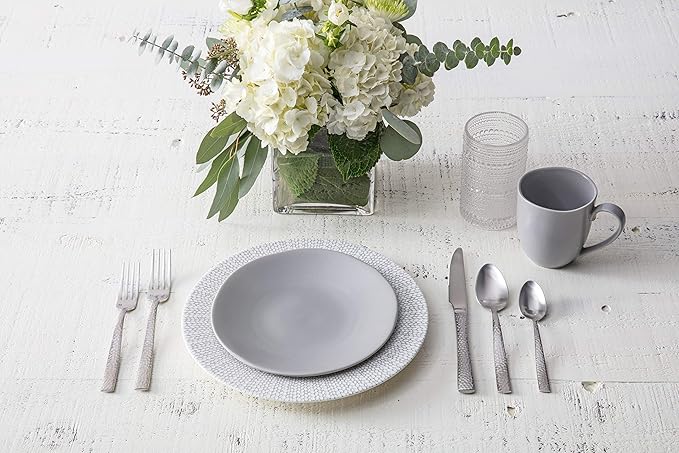 Fortessa Vitraluxe Dinnerware Heirloom Matte Finish Dinner Plate 10.75-Inch, Smoke, Set of 4