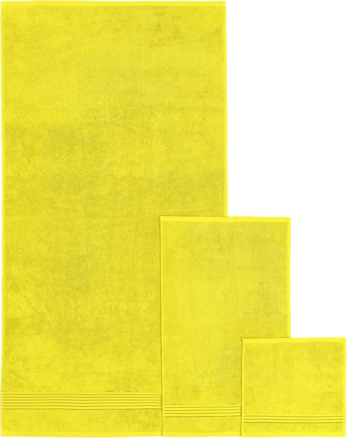 Elegant Comfort Premium Cotton 6-Piece Towel Set, Includes 2 Washcloths, 2 Hand Towels and 2 Bath Towels, 100% Turkish Cotton - Highly Absorbent and Super Soft Towels for Bathroom, Yellow