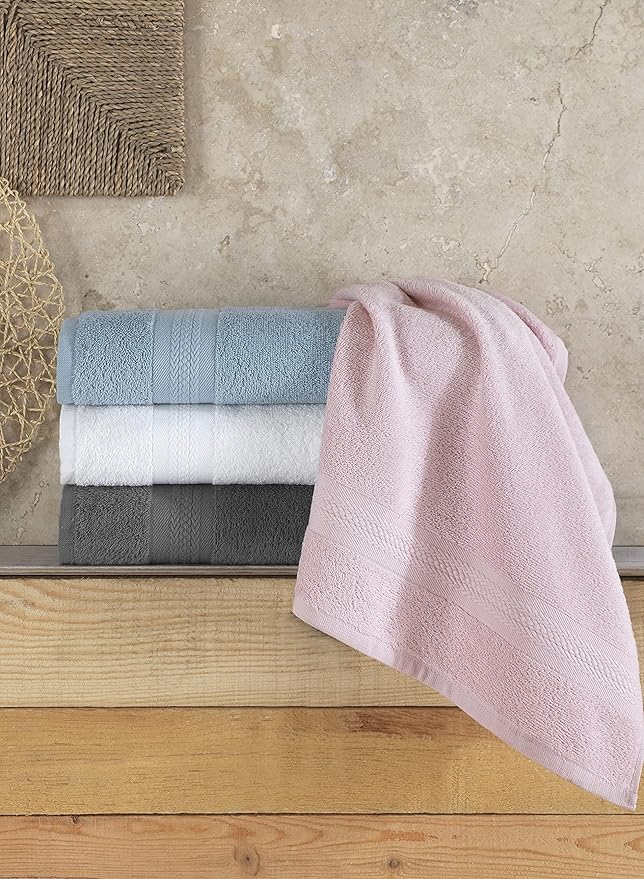 REGAL RUBY 4 Pieces Grey Washcloths Bath Linen Set Quick-Dry, Highly Absorbent, Soft Feel Towels, Premium Quality Flannel Face Cloths