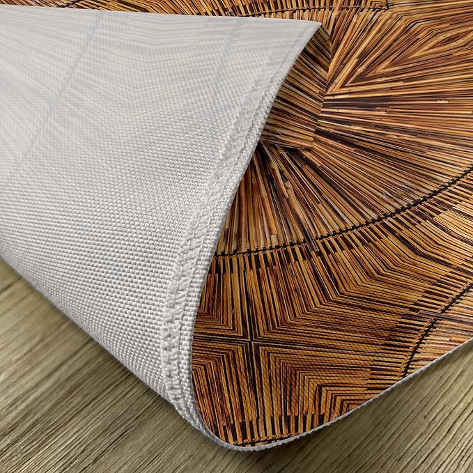 Ambesonne Tribal Place Mats Set of 8, Boho Pattern Prehistoric Eastern Jagged Wooden Style Trippy Fractal Ornaments Print, Washable Fabric Placemats for Dining Table, Placemat 8 pcs, Ginger