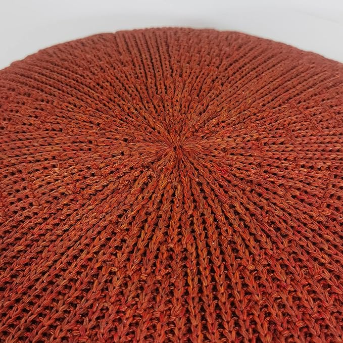ARTPLAN Round Knit Pouf Hand Knitted,Outdoor Ottoman Foot Rest,Boho Home Decor for Living Room-Bedroom