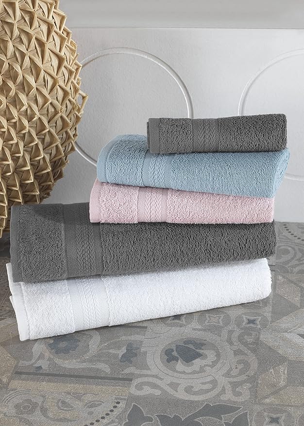 REGAL RUBY 4 Pieces Grey Washcloths Bath Linen Set Quick-Dry, Highly Absorbent, Soft Feel Towels, Premium Quality Flannel Face Cloths