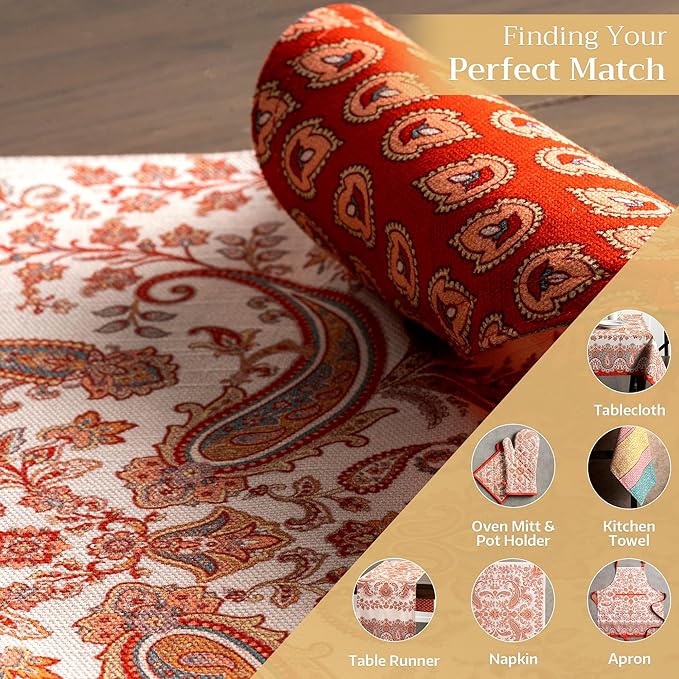 Maison d' Hermine Placemats Set of 4 100% Cotton Washable Cloth Place Mats, Reusable Table Mats for Kitchen Dining Decoration, Party, Wedding, Restaurant (Cachemire, 13" x 19")
