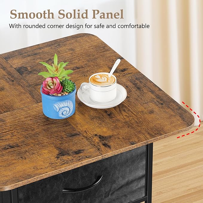 smusei Small Coffee Tables for Living Room Square Coffee Table with 2 Storage Drawers Farmhouse Center Table Tea Table for Living Room Bedroom Small Spaces Guest Room Balcony, Rustic Brown