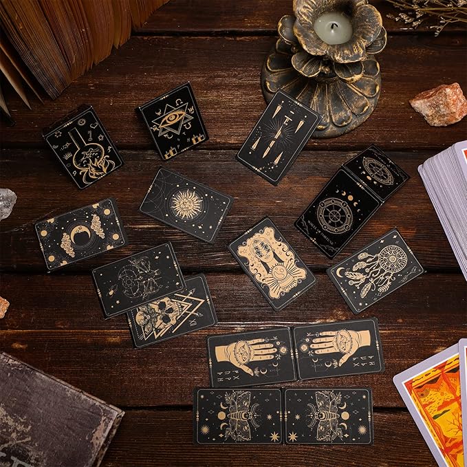 48 Pieces Tarot Magnetic Bookmarks Bulk Black Metal Aesthetic Page Markers Assorted Party Favor Journal Paper Bookmarks for Women School Students Teachers Friend Club Gift