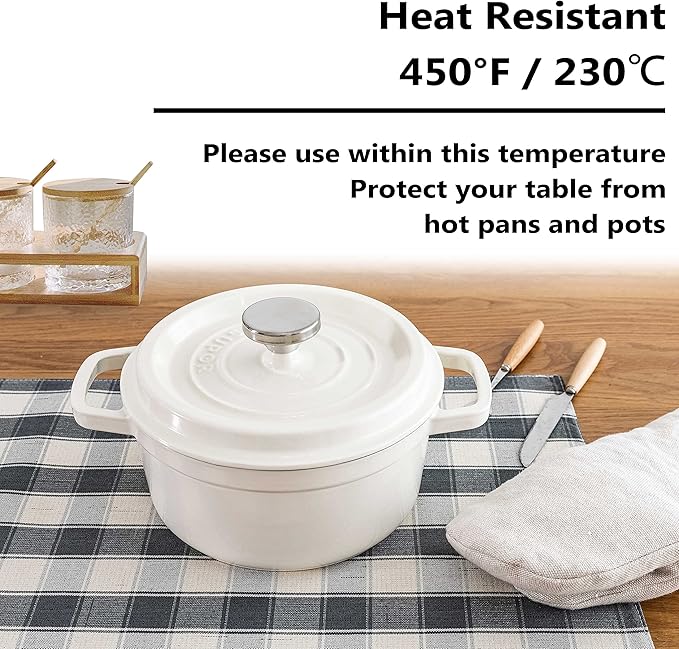Home Brilliant Buffalo Plaid Placemats Set of 6 Farmhouse Style Double Layered Heat Resistant Fabric Dining Table Place Mats for Kitchen Table, 13 x 19 inches, Checker, Grey and Beige