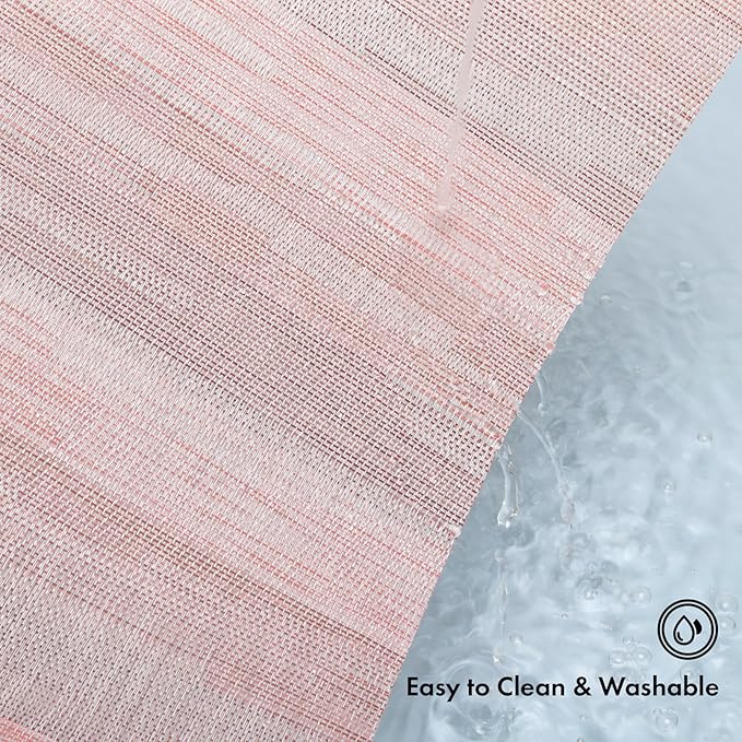 Winknowl Placemats Set of 6, Heat Resistant Stain Resistant Woven Vinyl Insulation Place mats, Durable Washable Elegant Table Mats for Kitchen Dining Table Decor (Misty Rose)