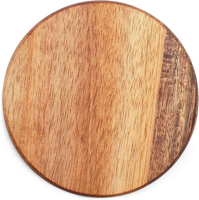8 Pack Round Acacia Wood Coasters for Coffee Table - Wooden Coasters for Drinks, Dining Table, Bar (4 in)