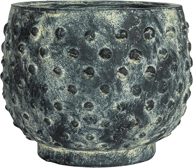 Creative Co-Op Distressed Terra Cotta Hobnail Planter, Black