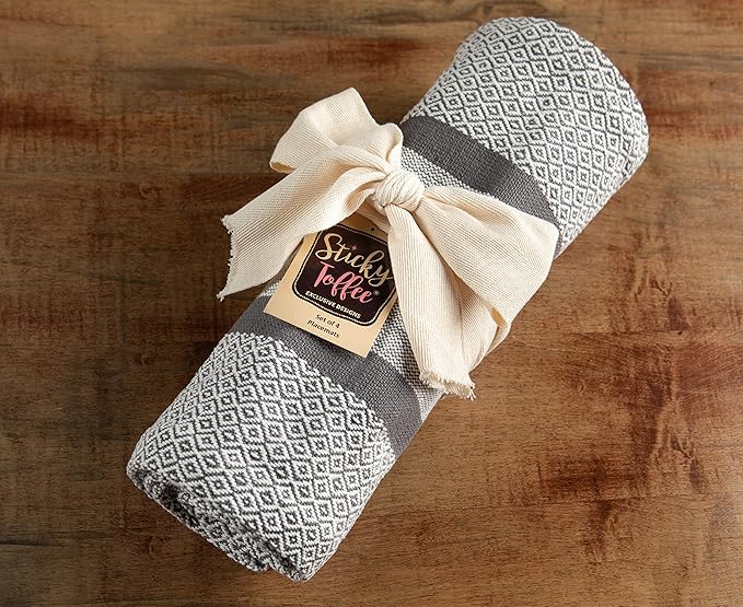 Sticky Toffee Cotton Placemats Set of 4 – Gray Woven 14x19 in Table Mats for Kitchen or Dining Table, Boho Style, Washable Cloth Placemats