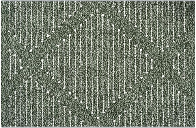 LIVEBOX Boho Green Rug for Entryway Indoor, 2.3' x 3.6' Washable Kitchen Rugs Moroccan Front Door Rug Outdoor Doormat, Hand-Woven Area Rug Carpet for Layered Entrance Porch Bathroom(Green & White)