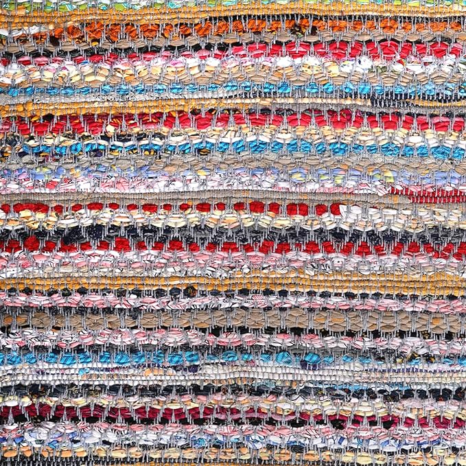 Rug Area Rugs Cotton 2x3 Ft Multicolour Chindi for Livingroom Bedroom Washable RagRug Reversible Farmhouse Kitchen RunnerRug Carpet Area Runner Mat for Hallway, Entryway