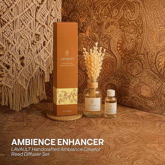 Flower Reed Diffuser Set for Home, Office, Living Room, Bedroom - Fragrance Gift Set - Bathroom Diffusers - Farmhouse Rustic Decor - Room Aroma Fresheners - French Block Scent