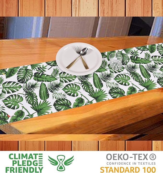 Urban Villa TableRunner Tropical Print 100% Cotton Twill Weave Fused Table Runner 14''x72'' Over Sized Multi Color TableRunner Heavier Quality