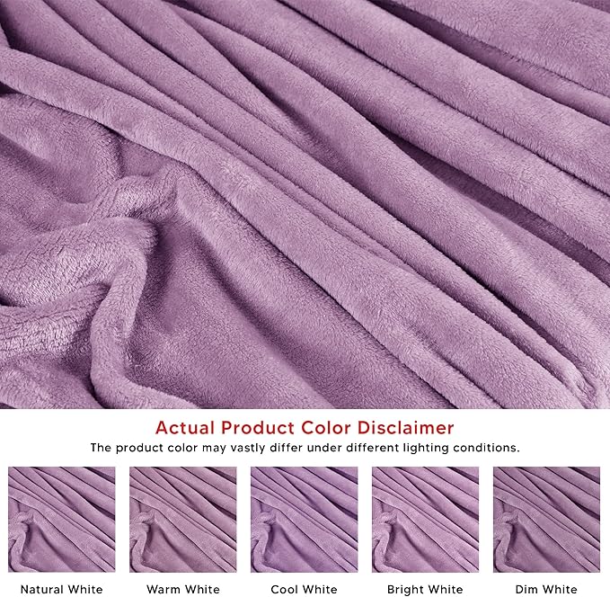 Utopia Bedding Lilac Fleece Blanket King Size Lightweight Fuzzy Soft Anti-Static Microfiber Bed Blanket (90x102 Inch)
