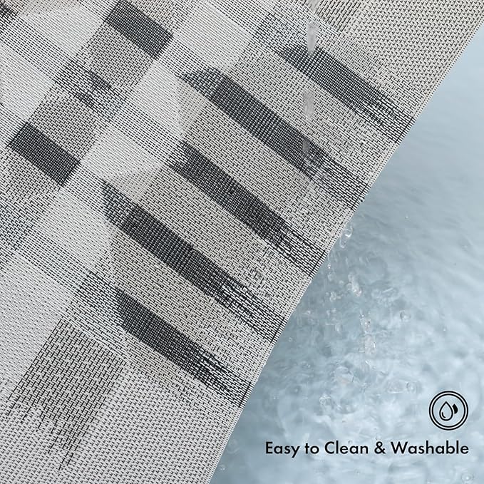 Winknowl Placemats Set of 4, Heat Resistant Stain Resistant Woven Vinyl Insulation Place mats, Durable Washable Elegant Table Mats for Kitchen Dining Table Decor (Geometric Gray)