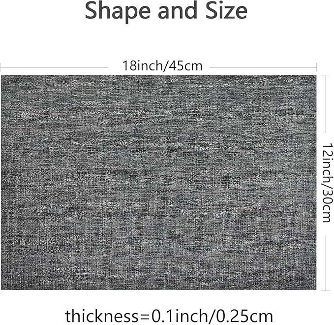 DACHUI Placemats Set of 6, Linen Look Woven Place Mats, Water Resistant, Heat Resistant, Washable, Durable Table Mats (Dark Grey)