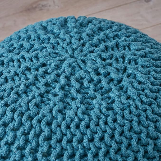 Moro Fabric Pouf, Aqua