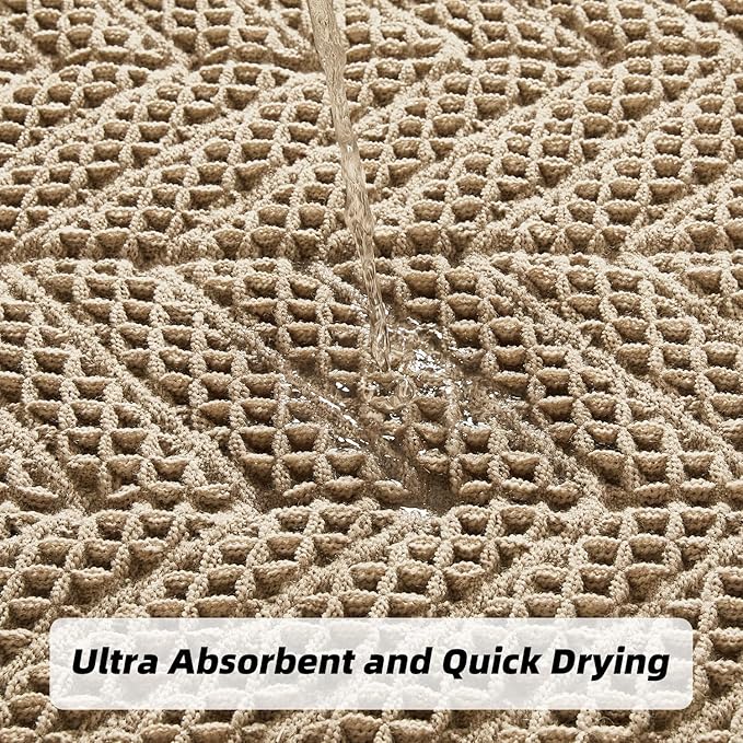 Bathroom Runner Rug Super Absorbent Non Slip Long Bath Mat Machine Washable Boho Bathroom Rugs Quick Dry Rug Runners for Hallway Bedroom Laundry Room,Brown, 2'x 6'(24" x 72")