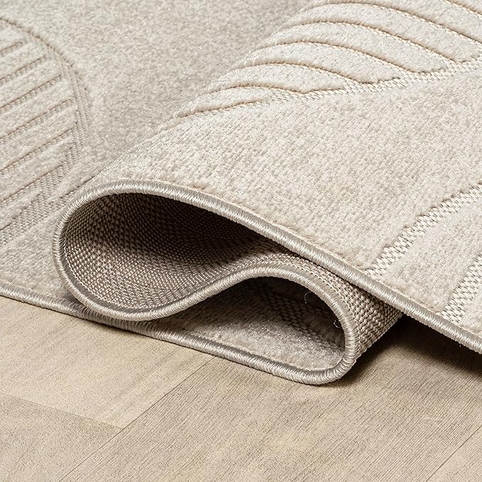 JONATHAN Y SCN104B-28 Nordby High-Low Geometric Arch Scandi Striped Indoor/Outdoor Runner Rug, Modern, Contemporary, Geometric, Bohemian,Bedroom,Kitchen,Living Room,Non Shedding, Ivory/Cream,2' x 8'