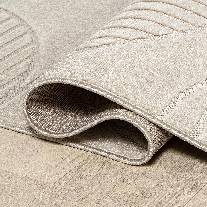 JONATHAN Y SCN104B-3 Nordby High-Low Geometric Arch Scandi Striped Indoor/Outdoor Area Rug, Modern, Contemporary, Geometric, Bohemian, Bedroom, Kitchen,Living Room, Non Shedding, Ivory/Cream,3' x 5'
