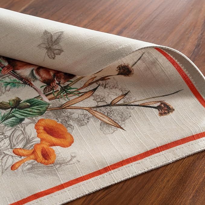 Maison d' Hermine Placemats Set of 4 100% Cotton Washable Cloth Place Mats, Reusable Table Mats for Kitchen Dining Decoration, Party, Wedding, Restaurant (Recolte, 13" x 19")