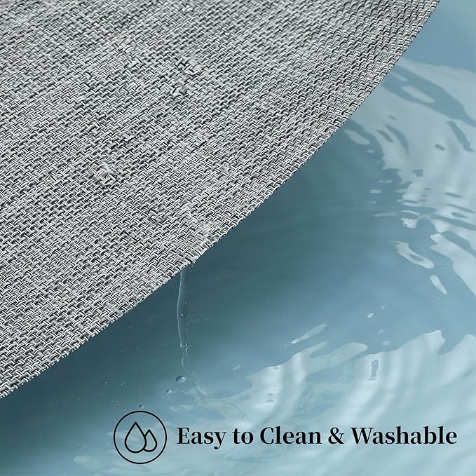 Leetaltree Linen Grey Placemats Set of 8 - Heat Resistant Non-Slip Place mats for Dining Table, Washable Durable PVC Vinyl Woven Table Mats(Linen Grey, 8)