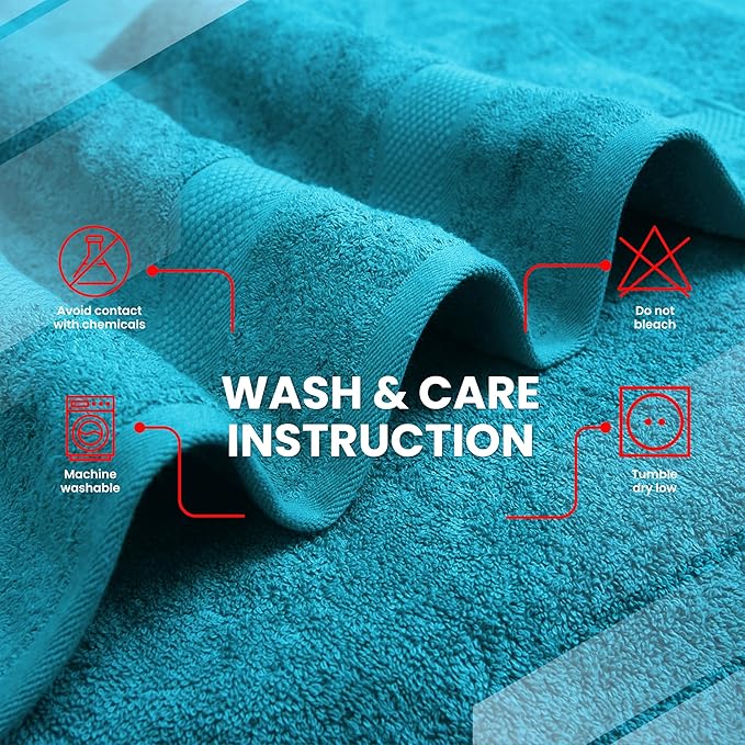 Infinitee Xclusives Luxury 100% Ring-Spun Cotton Bath Towels Set of 4 (27x54 inches) – Soft, Absorbent & Quick-Drying Towels for Bathroom, Gym, Spa & Hotel Use (Serene Teal)