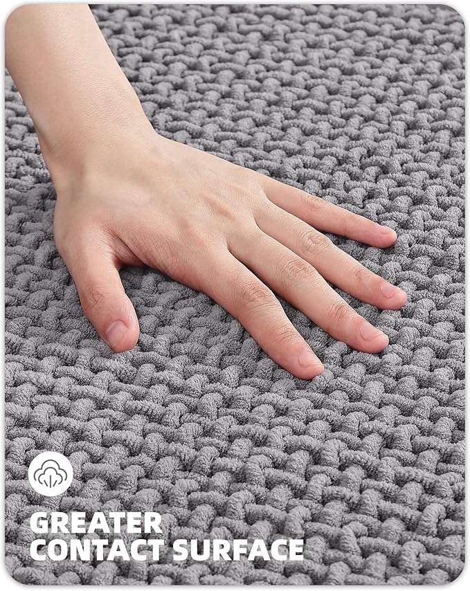 Color&Geometry Standard-Sized Toilet Rugs U Shaped- Absorbent, Stain Resistant, Non Slip, Quick Dry, Machine Washable- 20"x24" Grey Toilet Mat Chenille Contour Bath Rugs for Toilet Base
