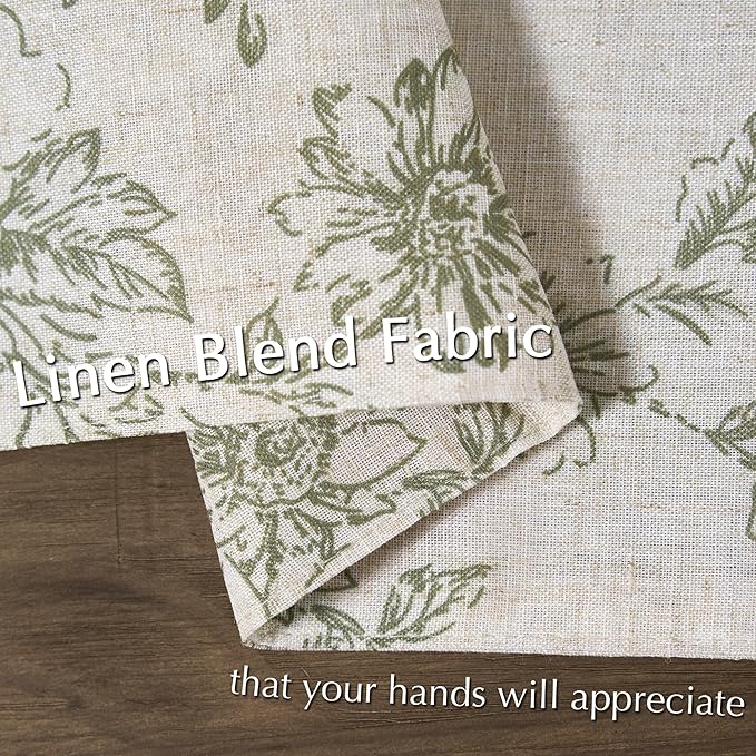 JINCHAN Floral Placemats Set of 4 Farmhouse Fall Autumn Linen Placemats Cloth Table Mats Holiday Seasonal Rustic for Kitchen Dining Table Decor Heat Resistant Washable Tablemats 13x19 Inch Green