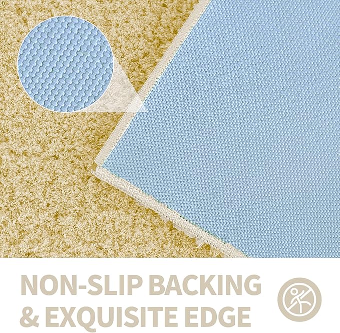 CozeCube Beige Bathroom Rug 47" x 24", Bath mats for Bathroom Non Slip, Ultra Soft Bath Rugs Washable, Plush Microfiber Area Rugs for Bedroom, Runner Rug