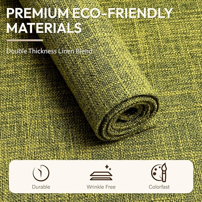 Placemats Set of 8, Dual-Layered Thickened Faux Linen Cloth Place Mats Heat Resistant Machine Washable Wrinkle Free Table Mats Indoor/Outdoor (Lime Green)