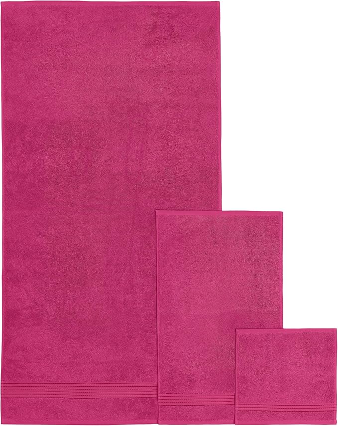 Elegant Comfort Premium Cotton 6-Piece Towel Set, Includes 2 Washcloths, 2 Hand Towels and 2 Bath Towels, 100% Turkish Cotton - Highly Absorbent and Super Soft Towels for Bathroom, Hot Pink