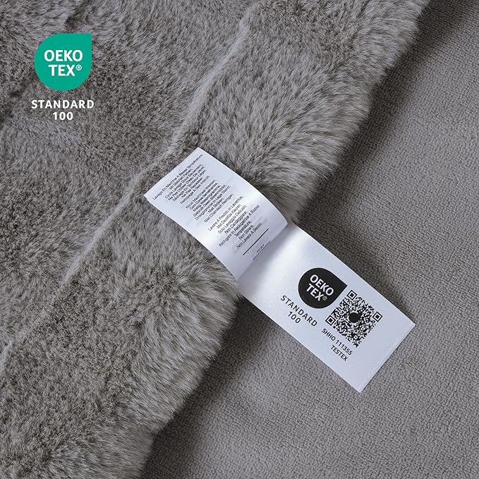 Cozy Bliss Fluffy Queen Size Throw Blankets for Bed,Lightweight Cozy Soft Grey Faux Fur Throw Blankets for Sofa Bedroom Living Room,90x90 Inches