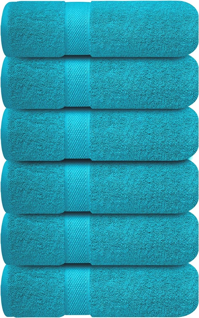 Infinitee Xclusives 100% Cotton Hand Towels for Bathroom – Ultra-Soft & Highly Absorbent, 6-Pack, Gym, Spa & Hotel |Serene Teal|
