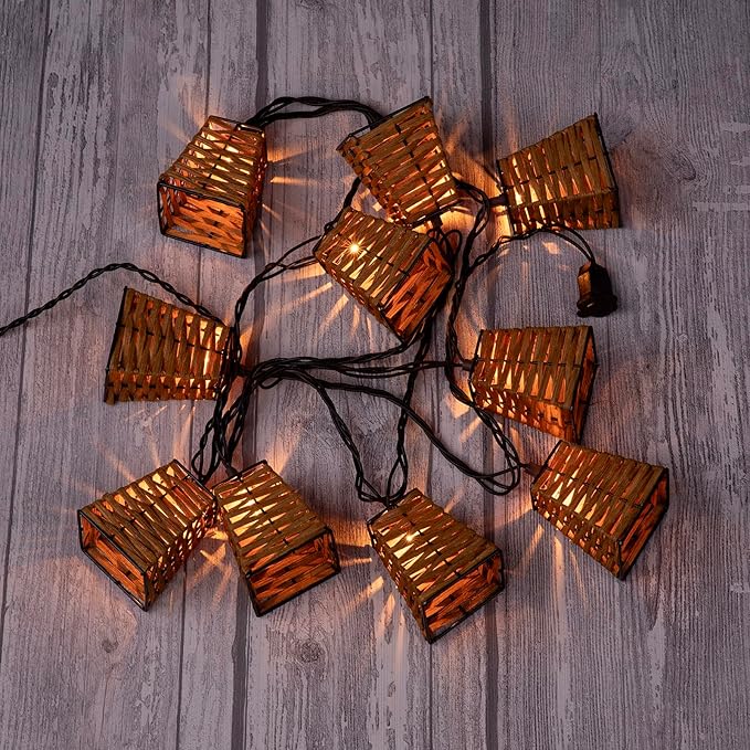 Outdoor-String-Lights-Waterproof, Boho String Lights for Patio, Garden, Porch, Balcony, Gazebo Decorative (Rattan)