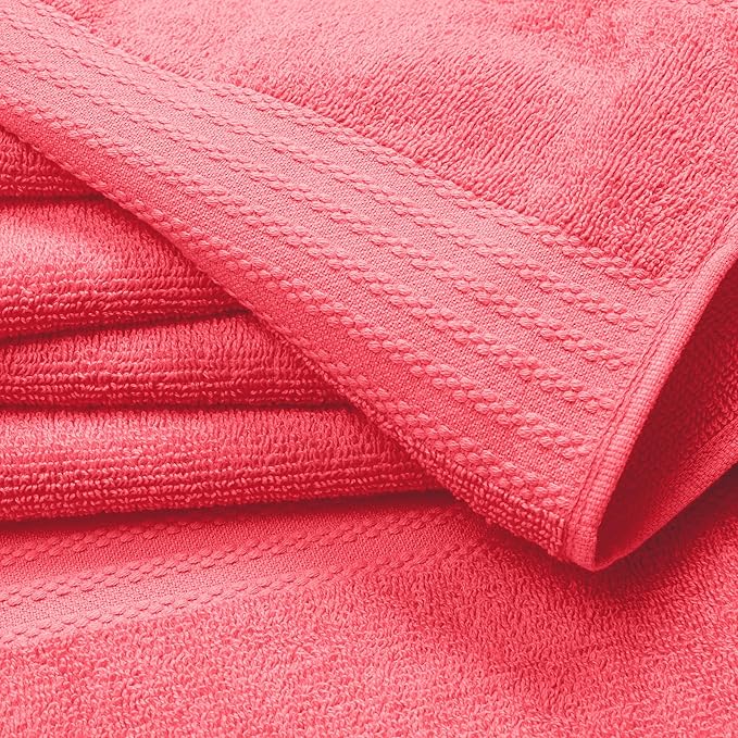 GLAMBURG Ultra Soft 6-Piece Hand Towel Set 16x28-100% Ringspun Cotton - Durable & Highly Absorbent Hand Towels - Ideal for use in Bathroom, Kitchen, Gym, Spa & General Cleaning - Coral Orange