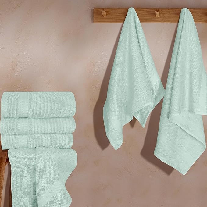 GLAMBURG Ultra Soft 6-Piece Hand Towel Set 16x28-100% Ringspun Cotton - Durable & Highly Absorbent Hand Towels - Ideal for use in Bathroom, Kitchen, Gym, Spa & General Cleaning - Sea Green